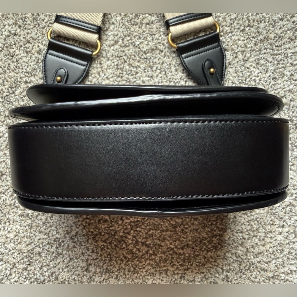 Zara Black Shoulder Bag Claw Carabiner Canvas Strap - Picture 5 of 11